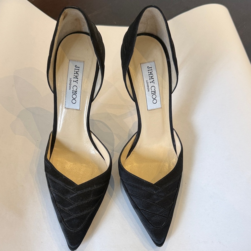 Jimmy Choo D’Orsay Pumps in Black Silk Satin Peau de Soie